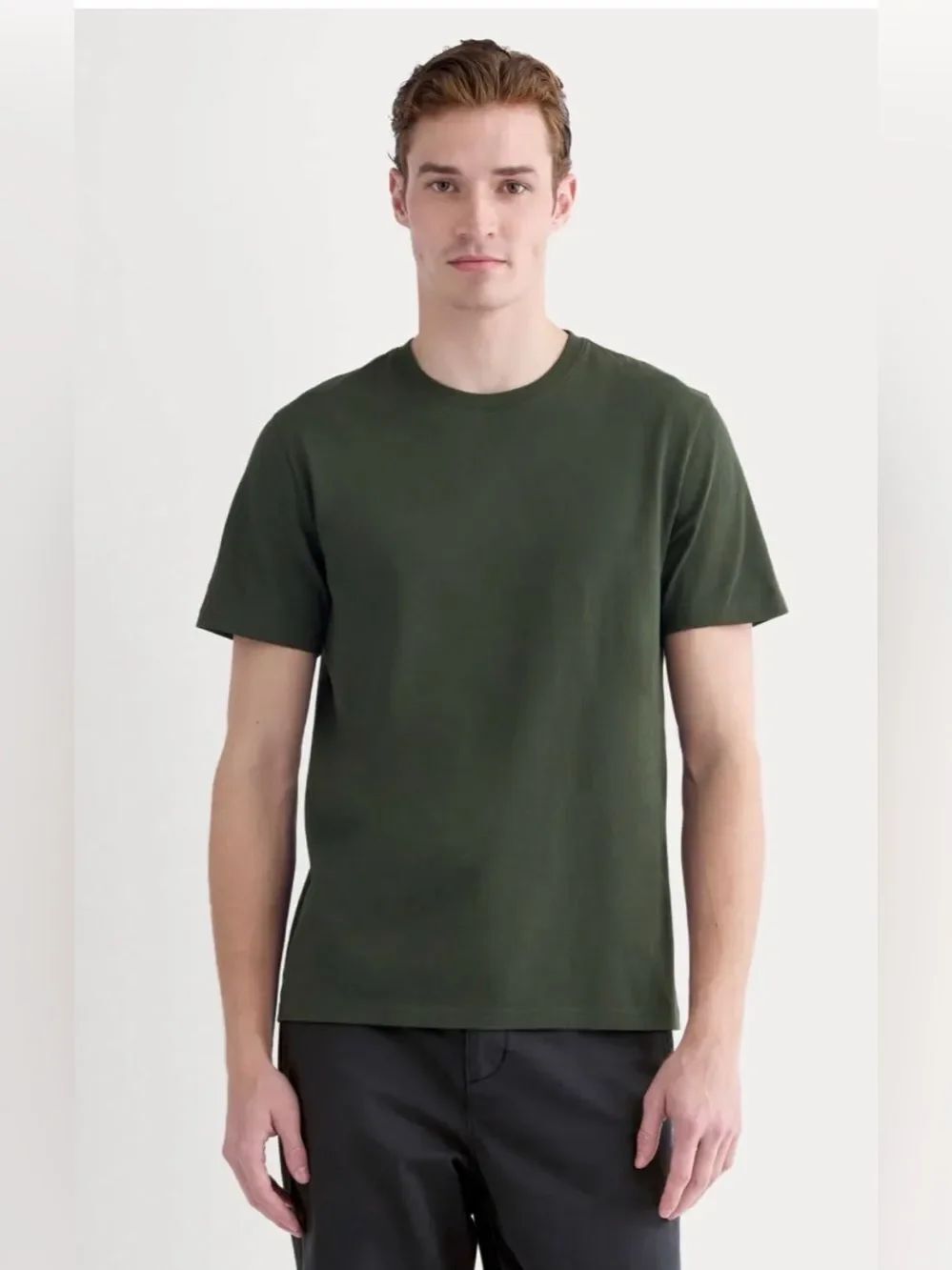 NWOT Everlane THE ESSENTIAL ORGANIC CREW in Dark Green Size M